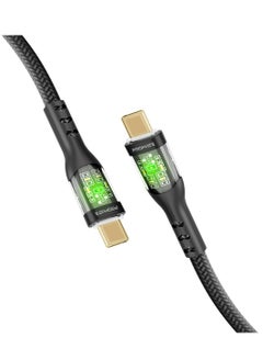 اشتري USB-C to USB-C Cable, Premium 60W Power Delivery Type-C Cable with Transparent Shells, 480Mbps Data Sync and 200cm Nylon Braided Cord for iPhone 15, Galaxy S23, MacBook Pro M3, TransLine-CC200 Black في الامارات