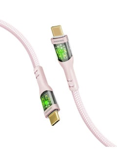 اشتري USB-C to USB-C Cable, Premium 60W Power Delivery Type-C Cable with Transparent Shells, 480Mbps Data Sync and 200cm Nylon Braided Cord for iPhone 15, Galaxy S23, MacBook Pro M3, TransLine-CC200 Pink في الامارات