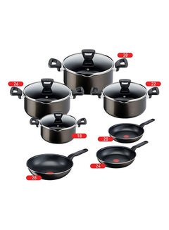 Buy Tefal Xl Intense Stewpot Set With Glass Lid 11 Pieces Black 18-22-26-28cm in Egypt