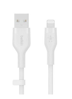 Buy Boost Charge Flex USB-A to Lightning Connector Soft-touch Silicone 1M White in UAE