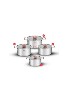 اشتري Tefal Optispace Stainless Steel Stewpot Set 18,22,26,30 - G720S678 grey 18,22,26,30cm في مصر