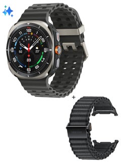 اشتري 590 mAh Galaxy Watch X2 (47mm) Smartwatch TITANIUM SILVER With Black Fabric Band في السعودية