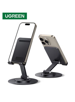 Buy 360° Mobile Stand for Desk, Phone Holder for Office Desk Cell Phone Mount for Video Recording Adjustable Travel Phone Mobile Stand for All Smartphones, iPhone, iPad, Switch Black in UAE