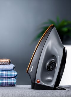 اشتري Heavy Duty Dry Iron Ironing Box with Ceramic Coated Soleplate/ Comfortable Handle, Multiple Functions, Temperature Setting Dial, Overheat Safety Protection 1200 W GDI2748 Black/Grey في السعودية