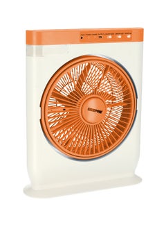 اشتري 12-Inch Box Fan Rechargeable With Powerful Motor Personal Desk Fan With LED Night Light GF919 White & Orange في السعودية