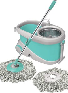 Buy Spotzero by Milton Prime Spin Mop, Portable Mop Bucket with Wringer on Wheels, 360º Spin Mop and Bucket System with Microfiber Technology, Height Adjustable Handle, Kitchen Mop Floor Cleaning Aqua Green in UAE