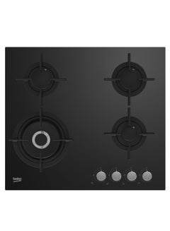 اشتري Integrated Gas Cooker - 60 cm - 4 Burners - Automatic Ignition - Glass - Full Safety HILW 64222 SE Black في مصر