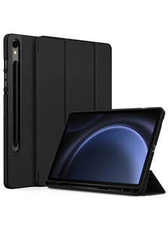 Buy (for Samsung Galaxy Tab S9 FE) Folio Case Lightweight Slim Leather Cover with Pen Slot Shockproof Back Stand Cover Auto Wake/Sleep Black in Egypt