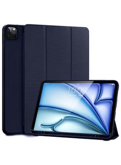 اشتري (for iPad Air 13 2024) Folio Case Lightweight Slim Leather Cover with Pen Slot Shockproof Back Stand Cover Auto Wake/Sleep Dark Blue في مصر