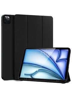 اشتري (for iPad Air 13 2024) Folio Case Lightweight Slim Leather Cover with Pen Slot Shockproof Back Stand Cover Auto Wake/Sleep Black في مصر