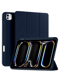 اشتري (for iPad Pro 13 2024) Folio Case Lightweight Slim Leather Cover with Pen Slot Shockproof Back Stand Cover Auto Wake/Sleep Dark Blue في مصر