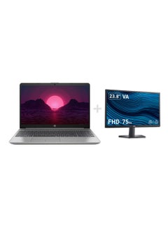 Buy 255 G9 Laptop With 15.6-inch Full HD Display, Ryzen 7-5825U Processor/8GB RAM/256GB SSD/Windows 10/AMD Radeon Vega Graphics +24 Inch FHD LED Monitor English/Arabic Asteroid Silver in Saudi Arabia