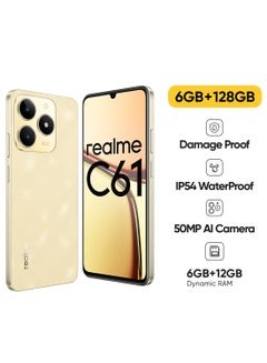 اشتري هاتف C61 ثنائي الشريحة باللون الذهبي اللامع 6+12 جيجابايت رام 128 جيجابايت 4G - إصدار الشرق الأوسط في السعودية