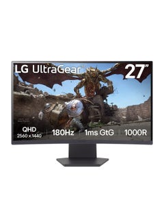 Buy 27 inch UltraGear QHD 1000R Curved Gaming Monitor, 180Hz Refresh Rate, 1ms Response Time, AMD FreeSync, HDR10, Up to sRGB 99%, 3-side Virtually Borderless Design | 27GS60QC-B Black in UAE