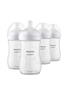 اشتري Pack Of 4 Natural Baby Bottle with Natural Response Nipple, Clear, 9oz في الامارات