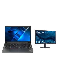 اشتري ThinkPad E15 Laptop With 15.6-inch Full HD Display, Core i5-1235U Processor/16GB RAM/1TB SSD/Windows 11/Intel Iris Xe Graphics +24 Inch FHD LED Monitor English/Arabic Black في السعودية