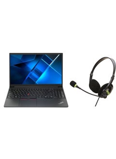 اشتري ThinkPad E15 Laptop With 15.6-inch Full HD Display, Core i5-1235U Processor/16GB RAM/512GBGB SSD/Windows 10/Intel Iris Xe Graphics + USB Gaming Headset For Laptop Computer PC English/Arabic Black في السعودية