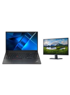 اشتري ThinkPad E15 Laptop With 15.6-inch Full HD Display, Core i5-1235U Processor/16GB RAM/512GBGB SSD/Windows 11/Intel Iris Xe Graphics + 210-AZKS/SE2722H Monitor With 27 Inch Full HD LED Display English/Arabic Black في السعودية