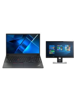 اشتري ThinkPad E15 Laptop With 15.6-inch Full HD Display, Core i5-1235U Processor/16GB RAM/1TB SSD/Windows 11/Intel Iris Xe Graphics +E2216HV Monitor With 22 Inch Full HD English/Arabic Black في السعودية