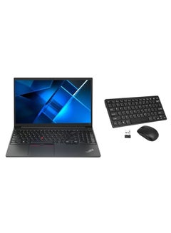 اشتري ThinkPad E15 Laptop With 15.6-inch Full HD Display, Core i5-1235U Processor/8GB RAM/256GB SSD/Windows 11/Intel Iris Xe Graphics + Portable Wireless Keyboard With Mouse Set English/Arabic Black في السعودية