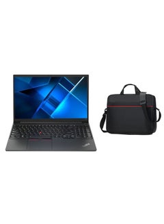 اشتري ThinkPad E15 Laptop With 15.6-inch Full HD Display, Core i5-1235U Processor/32GB RAM/1TB SSD/Windows 11/Intel Iris Xe Graphics +Laptop Bag with Multi Compartment 15.6" Travel Briefcase English/Arabic Black في السعودية