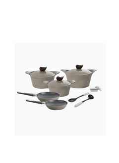 Buy 10 Piece Neoflam Cookware Set (Pot 18-20-24 cm + Fry Pan 20-24 cm+ 2 silicone grips)-Beige Beige Pot 18, 20, 24 cm + Fry Pan 20 cm + Fry Pan 24 cm + 2 silicone gripscm in Egypt