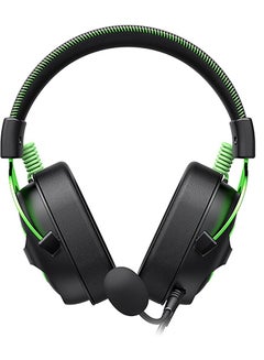 Buy HAVIT GAMING HEADPHONES BLACK-GREEN H2002E with Noise Cancellation, Adjustable Headband, Gaming - Surround Headset in Egypt