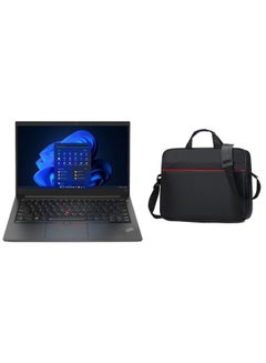 Buy ThinkPad E14 Laptop With 15.6-inch Full HD Display, Core i5-1235U Processor/8GB RAM/256GB SSD/Windows 10/Intel Iris Xe Graphics +Laptop Bag with Multi Compartment 15.6" Travel Briefcase English/Arabic Black in Saudi Arabia