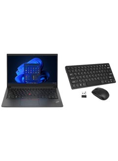 اشتري ThinkPad E14 Laptop With 15.6-inch Full HD Display, Core i5-1235U Processor/16GB RAM/1TB SSD/Windows 10/Intel Iris Xe Graphics + Portable Wireless Keyboard With Mouse Set English/Arabic Black في السعودية