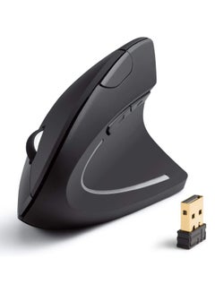 Buy AK-98ANWVM-UBA 2.4G Wireless Vertical Ergonomic Optical Mouse, 800/1200 /1600 DPI, 5 Buttons for Laptop, Desktop, PC & Macbook - Black in Saudi Arabia