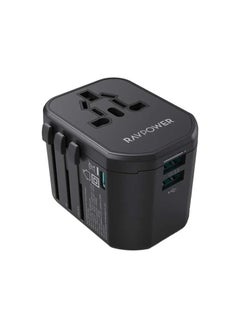 اشتري 20W Multi-Port Travel Charger with 2 USB Ports and 1 Type-C Port - Black Black في مصر