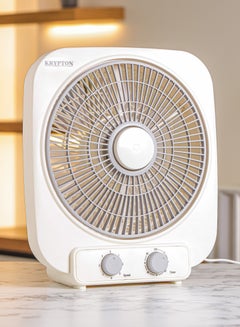 اشتري 10" Box Fan- High Performance with 3-Speeds Controls and 6 PP Leaf Blades, Powerful Motor/ Efficient Cooling and Wind, 60 Minute Timer KNF6449 White في السعودية