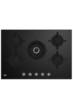 Buy Built-In Gas Cooker - 75 CM - Black Ceramic Glass - Separate Cast Iron Grids - 5 Burners - Full Safety HILW 75222 S Black in Egypt