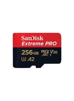 اشتري بطاقة Extreme Pro microSD UHS I لمقاطع الفيديو بدقة 4K على الهواتف الذكية وكاميرات الحركة والطائرات بدون طيار، سرعة قراءة 200 ميجابايت/ثانية، سرعة كتابة 140 ميجابايت/ثانية، SDSQXCD 256G GN6MA، أحمر/أسود في السعودية