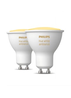 اشتري Philips Hue White Ambiance Smart Light Bulb 2 Pack [GU10 Spot] With Bluetooth. Works with Alexa, Google Assistant and Apple Homekit Multi White في الامارات