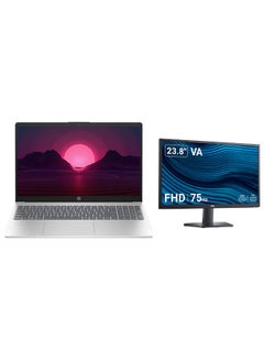 Buy 250 G10 Laptop With 15.6-inch Full HD Display, Core i3-1315U Processor/8GB RAM/256GB SSD/Windows 10/Intel Iris Xe Graphics +24 Inch FHD LED Monitor English/Arabic Silver in Saudi Arabia