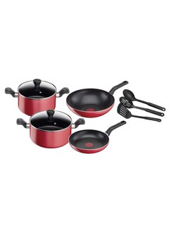 Buy Super Cook Non Stick With Thermo-Spot 9 Pcs Cooking Set 24cm RED 24cm in UAE