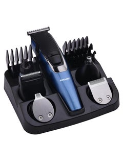 Buy 9-in-1 Rechargeable Hair Clipper Set With Stainless Steel Blade Hair Trimmer, Nose Trimmer, Shaver, Micro Trimmer With Cordless Function, Cordless Hair Clipper With Continuous Working Time 60 Mins Blue in UAE