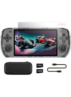 اشتري Powkiddy RGB10 Max 3 Handheld Game Console, 5.0-inch IPS RK3566 4000mAh 2.4GWF BT Preinstalled Retro System 16+64GB with Portable Case Transparent Black في الامارات