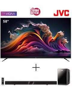 Buy 58 Inch Edgeless 4K UHD Smart TV+ 2.1ch Soundbar With Subwoofer LT-58N786V+ TH-BY370A Black in UAE