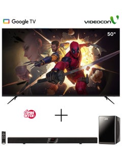 Buy 50 Inch Edgeless 4k UHD Google TV + 2.1 CH Soundbar With Subwoofer E50ELGT1100+TH-BY370A Black in UAE