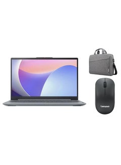 Buy IdeaPad Slim 3 15IRU8 Laptop With 15.6-Inch Display, Core i3-1305U Processor/8GB RAM/256GB SSD/Intel Iris Xe Graphics/Windows 11 With Lenovo Bag+ Mouse English Arctic Grey in UAE