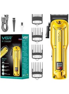 Buy V-138 Premium Metal Housing Hair Clipper 10000H+ Brushless motor (BLDC) Digital Display DLC coating Blade 2500 mAh battery USB charging 4 adjustable Taper Lever 4 Guide comb Runtime 180 min Gold in Egypt