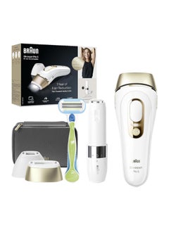 Buy Braun Silk-expert PL 5146, IPL hair removal system for use on body and face, 400,000 flashes with 4 extras, FS1000 Face Mini Hair Remover, Precision head, Venus razor and Soft bag White / Gold in UAE