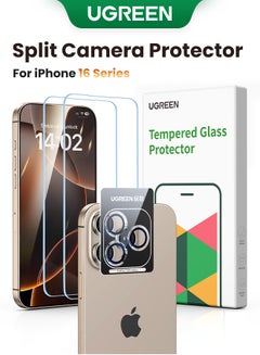 Buy iPhone 16 Pro  2Pack Screen Protector Anti-Glare and 1Pack Camera Lens Protector Film Bundle with Installation Frame, Case Friendly 9H Tempered Glass Scratch-Resistant  Precise Hole Design Clear in UAE