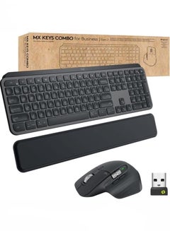 Buy MX Keys Combo for Business | Gen 2, Full Size Wireless Keyboard and Wireless Mouse, with Keyboard Palm Rest, Bluetooth, Logi Bolt, Quiet Clicks, Windows/Mac/Chrome/Linux - (English Arabic layout) Graphite in UAE