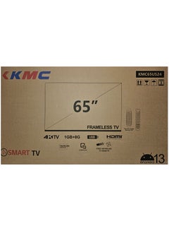 Buy 4K Smart Tv 65" Frameless- Android 13 - 2 Emote Control ( Free Air Remote) 1Gb + 8G KMC65US24 Black in Saudi Arabia