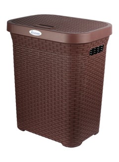 اشتري Esqube Laundry Basket with Lid Brown 50Liters في الامارات