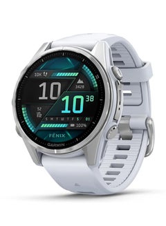 Buy Fenix 8 - 43MM - Up To 29 Days Battery Life - 1.3"inch Amoled Display, Scratch Resistant, Sapphire Crystal, Heart Rate Monitor, All Day Stress Monitor, Offline Voice Command, Calling Features, Super Bright LED Flashlight, iOS and Android Compatible Silver in UAE