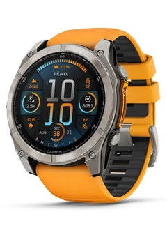 Buy Fenix 8 - 51MM - Up To 29 Days Battery Life - 1.4"inch Amoled Display, Scratch Resistant, Sapphire Crystal, Heart Rate Monitor, All Day Stress Monitor, Offline Voice Command, Calling Features, Super Bright LED Flashlight, iOS and Android Compatible Titanium in UAE